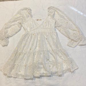 Altard State White Dress with Gold Stars Size S